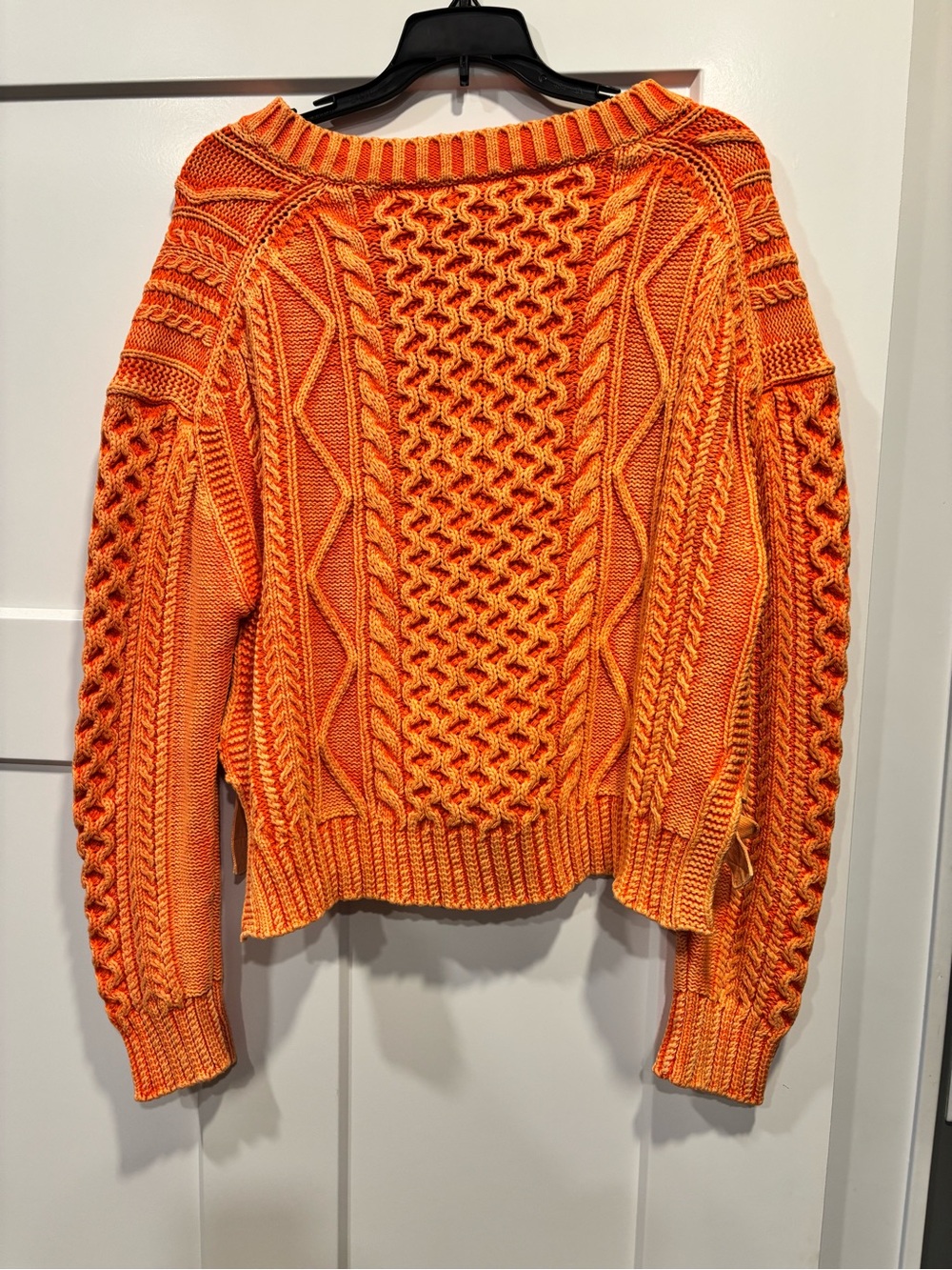 NWT Polo Ralph Lauren Orange 100% Cotton Cable Knit Cropped Sweater Size Large - Picture 5 of 5